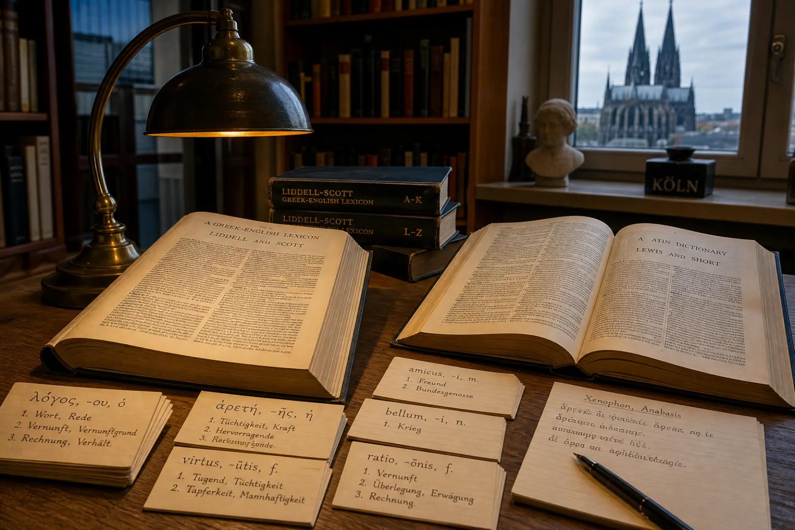 Handschriftliche Lemmakarten und griechisch-lateinische Lexika als Arbeitsgrundlage im Kölner Studio