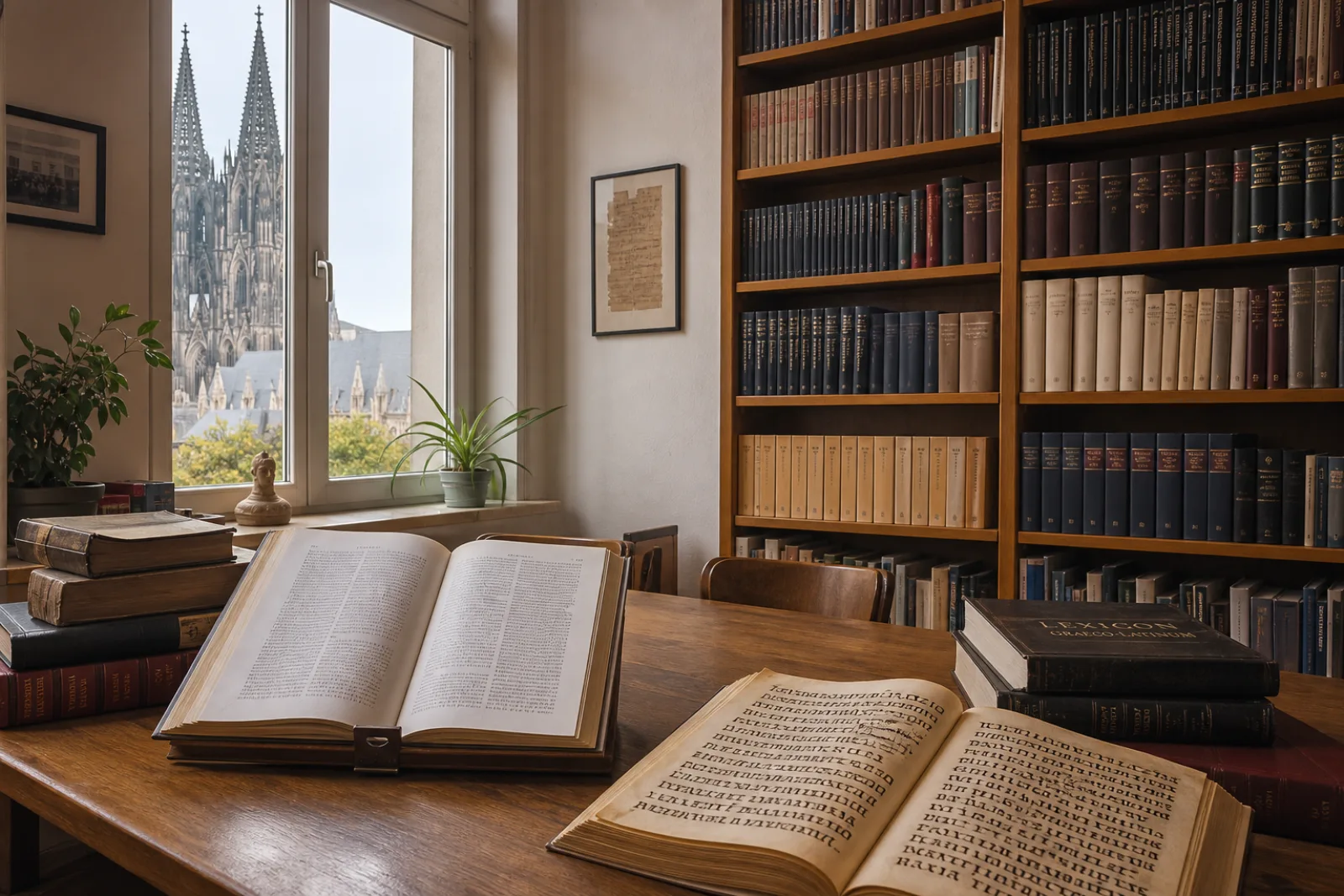 Klassisches Sprachenstudio mit griechischen und lateinischen Ausgaben in Köln-Lindenthal am Nachmittag